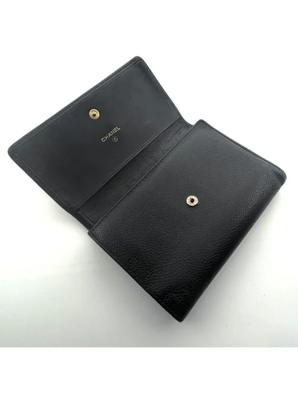 Chanel Wallet Coco Stitch Caviar Trifold